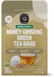 FGO Organic Honey Ginseng Green Tea, Eco-Conscious Tea Bags, 20 Count, Packaging May Vary (Pack of 1)