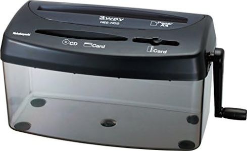 Nakabayashi Co,Ltd 3 Ways Manual Shredder for Paper&Card&CD/DVD,One Piece of Letter Size/A4 Size,Capacity of 3.3L(Black)