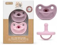 Mila & Lulu Round Silicone Pacifiers (Set of 2) – 100% Food-Grade, One-Piece Design, Soft Round Nipple, Doubles as Teether for Newborns and 0+ Months – Ballerina/Mauve