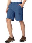 BGOWATU Men's Hiking Cargo Shorts Outdoor Casual Work Shorts Quick Dry Lightweight 6 Zipper Pockets for Travel Fishing Blue Grey Size 40