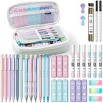 Four Candies 36PCS Aesthetic School Supplies in Large Capacity Pencil Case, 12PCS Mechanical Pencils 0.5-2.0mm with 624PCS Lead Refills, Cute Pencils Ideal for Writing, Drawing & Drafting (Green)