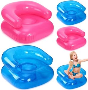 4 Pcs 28 Inch Inflatable Chairs Blow up Chairs Inflatable Furniture Novelty Blow up Couch Seat Waterproof PVC Air Sofa Couch for Kids Beach 90s Party Camping, Picnics Party Supplies(Blue, Pink)