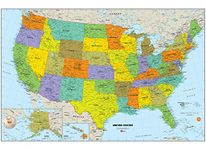 Wall Pops WPE1897 USA Dry Erase Map Decal, Multi-Color