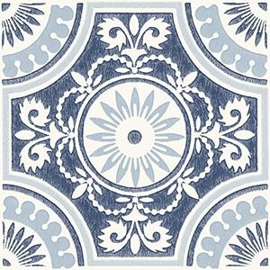 FloorPops 12-in by 12-in Blue Ezra Vinyl Peel & Stick Floor Tiles (10 Tiles), (10 sq.ft./Carton)