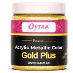 Oytra Metallic Acrylic Paint Gold Color 500 ml Metal for Professionals Artist Hobby Painters DIY Art and Craft Set Painting Drawings on Canvas Glass Wood Wall Car Rock Steel Surfaces