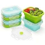 Kurtzy 6 Pack of Collapsible Silicone Food Storage Containers with Lids - 350ml/12oz Stacking Meal Prep/Lunch Boxes - Reusable BPA-Free Airtight Containers - Microwave, Dishwasher and Freezer Safe