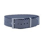 WAMD Single Layer/Single Pass Nylon Fabric NATO Watch Straps/Bands with Crown Buckle - Choice of Colour & Width (Navy Blue and White, 22 mm)