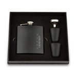 Weddingstar Engraved 6 oz Stainless Steel Hip Flask Gift Box Set Black - Groom Vertical