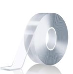 16.5FT Nano Double Sided Tape Heavy Duty Adhesive Mounting Tape,Clear & Tough Sticky Poster Wall Tape,Multipurpose Tape Picture Hanging Strips for Home Office(3cm*2mm)