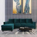 FURNY Rocco 5 Seater Fabric LHS Sectional L Shape Sofa Set (Teal)