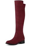 Allegra K Women's Side Zipper Chunky Heels Knee High Boots Burgundy 6 UK/Label Size 8 US