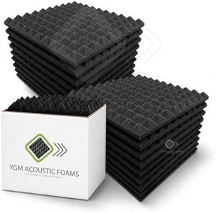 YGM Acoustic Foams® Pyramid Acoustic Panels 1 Foot × 1 Foot × 1 inch Thick | 50 Density Acoustical Sound Proof Foam for Room & Studio | Echo Reduction & Noise Absorption (Charcoal Black, Set of 72)