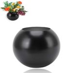 HERCHR Ball Vase,Flower Vase for Home Decor,Round Vase Stainless Steel Vase Decoration for Living Room Small Flower Vase Ornament Living Room Office Table Decoration(black)