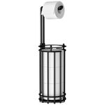 AFAjwsc Toilet Roll Holder Free Standing Black Toilet Paper Holder Stand, Floor Standing Toilet Roll Storage Dispenser Holds 4 Paper Roll