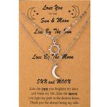 2 Pcs Sun Moon Bff Friendship Necklace Best Friends Necklaces Jewelry Set for Birthday Valentines Christmas Gifts for Sister Teen Women