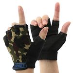 NATURE Ann Boy Girl Kid Child Children Half Finger Fingerless Short Shock-Absorbing No-Slip Pro Cycling Gloves Mitten for Cycling Exercise Skate Skateboard Roller Skating Other Sports (Army Green)