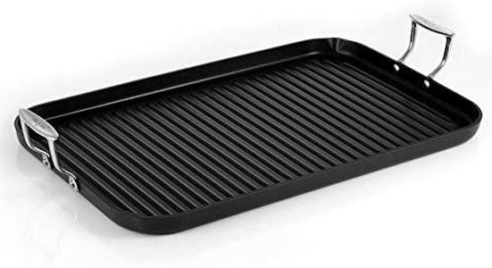 NutriChef Nonstick Stove Top Grill Pan - PTFE/PFOA/PFOS Free Need Two Burners 20" x 13" Hard-Anodized Non Stick Grill & Griddle Pan - Kitchen Cookware, Dishwasher Safe NCGRP59