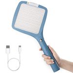 Mafiti Electric Fly Swatter,Rechargeable Mosquito Zapper Bug Zapper Racket Fly Killer Indoor Outdoor Light Camping Accessories (Blue)