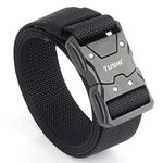 TUSHI Men Military Style Quick Release Tactical Belt, Nylon Web Hiking Belt With Heavy Duty Seatbelt Buckle (Black)