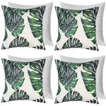 Brentfords Tropical Cushion Covers, Outdoor Sofa Cushion Covers 18 x 18 Cushion Insert Outdoor Cushion Pads Garden Water Resistant, Green 4 Pack