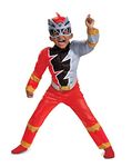 Disguise Red Ranger Toddler Size Muscle Costume, Official Power Rangers Dino Fury Outfit with Mask, Size Large (4-6)