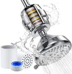 Shower Head and 20 Stage Shower Filter, High Pressure 5 Spray Settings Filtered Showerhead with 3 Replaceable Filter Cartridges for Removing Chlorine Fluoride, Polished Chrome