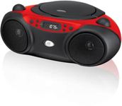 GPX Portable Top-Loading CD Boombox with AM/FM Radio and 3.5mm Line in for MP3 Device - Red/Black