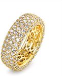 Barzel 18k Gold Plated Wide Wedding Band Cubic Zirconia Eternity Ring for Women (Gold, 5)