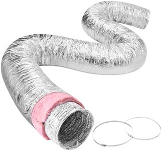 VEVOR Dryer Vent Hose, 203.2MM Insulated Flexible Duct 7.62M Long with 2 Duct Clamps, Heavy-Duty Three Layer Protection for HVAC Heating Cooling Ventilation and Exhaust, R-6.0 Flame Resistance Value