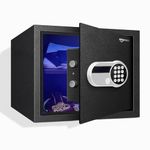 Amazon Basics 30 Litres Digital Safes for Hotel & Office - Digital Lock 3-in-1 unlocking |locker safe with Motorized Door Locking Mechanism | Size : 32 H x 40 W x 32 D(cm) | Black | Weight: 13 Kgs