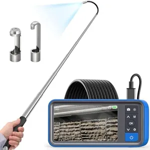 Telescopic Camera with Light, Teslong Wide Angle Endoscope Inspection Camera with 5ft Telescoping Pole, 4.5-inch Screen, Flexible Gooseneck Borescope for Home Ceiling Wall Chimney Automotive