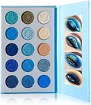 Blue Eyeshadow Palette Matte Shimmer Makeup Eyes, AFFLANO Highly Pigmented Waterproof Eye Shadow Blue Palette, Vegan Nude Silver Grey Glitter Metallic Navy Dark Light Space-Blue Eyeshadow Pallet Shade