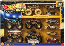 Hot Wheels Toy Cars & Trucks, Monster Trucks Trophy Champions Collection with Die-Cast Bigfoot, 5-Alarm, Bone Shaker, Mega-Wrex & Tiger Shark & 6 Cars, JDW07