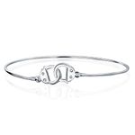 Minimalist Delicate BFF Working Lock Handcuff Bangle Bracelet For Women Teen CZ Accent .925 Sterling Silver