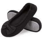 EverFoams Women's Ballerina Slippers Lightweight Comfy Memory Foam House Shoes with Stretchable Heel Design, 5/6 UK, Black