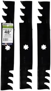 MaxPower 561812XB Set of 3, 3-N-1 Commercial Mulching Blades for 48 in. Cut John Deere Mowers, Replaces OEM no. GX21784, GX21786, Black