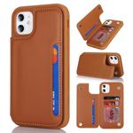 iCoverCase for iPhone 11 Case with Card Holder, iPhone 11 Phone Case Wallet for Women Men [RFID Blocking] PU Leather Protective Wallet Case for iPhone 11 6.1 Inch (Light Brown)