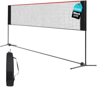 OLIXIS Portable Badminton Net, Height Adjustable Volleyball Net, Badminton Net with Carry Bag, Volleyball Net for Pool, BackyardGame Indoor Outdoor Use, 17FT Wide, Red
