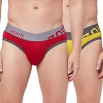 Zoiro Men's Cotton Blend Solid Trend Brief (Pack of 2-Ribbon Red & Sulphur)