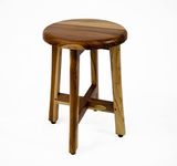 EcoDecors, Shoji, 12" Round Teak Seat, Teak Shower Stool, Teak Shower Bench, Teak Shower Seat, Teak Shower Bench for Inside Shower, Wood Shower Seat, 18" Height