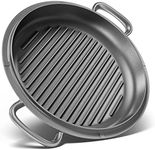 Risa Cast Iron, Oil-Coated Grill Pan for the Perfect Sear Grill on Oven, Stove, or Outdoor Grill | Works as Lid on Pots and Pans | Black, Deep Blue (RIS-FGS-A008-01-AA1US)