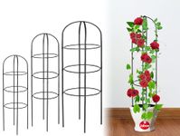 Jabox Garden & Pot Obelisk Trellis/Container for Climbing Plants Outdoor, Indoor Plant Support Trellis Metal for Potted Plants Climbing Flowers Vegetable, Rustproof Obelisk Trellis Vin (Set of 3)