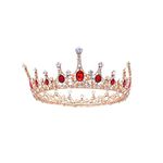 Bridal Princess Queen Crown Tiara, Stone Vintage Crown Rhinestone Headband for Bride Wedding Ceremony Party Grandbanquet ( red)