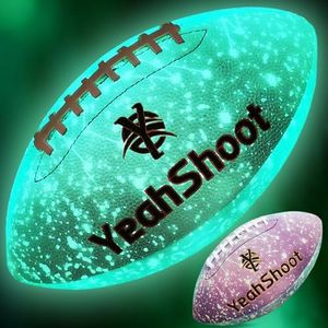 YeahShoot New Size 9 Glows in The Dark Football Luminous Rugby Ball, Durable for Night Play Cool Light up Football, Applicable to All venues (Starry Sky Purple, Official Size 9)