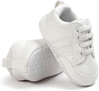 KIDSUN Infant Baby Boys Girls Sneaker Leather Soft Sole Anti-Slip Newborn Toddler White Casual Shoes First Walker Crib Shoes