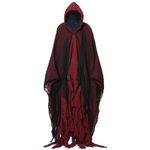 Thaoduro Hooked Cloak, Scary Halloween Costumes for Men, Black Cape for Adult Cosplay Props, Scream Costume for Women, Red, About 70.87 inches including hood