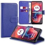 AMPLE Moto G04 Case, Moto G24 Case, Moto G04 / Moto G24 Book Cover Premium PU Leather Flip Foil [Magnetic Protective] Wallet Case [Credit Card Slot] for Motorola Moto G04/G24 (BLUE)