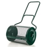 S AFSTAR 24-Inch Peat Moss Spreader, Compost Spreader with Upgrade Side Latches & U-Shape Handle, Metal Mesh Topdressing Roller for Topsoil, Fertilizer, Garden & Lawn Care Manure Spreader (Green)