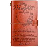 To My Daughter leather journal from Mom - I'm Proud of You, Love Mom - 140 Page Keepsake Notebook Gift, Refillable Travel Journal Diary Sketch Book Writing Journal Graduation Back to School Gift (Daughter Gifts from Dad(Heart))