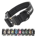 TSPRO Premium Dog Collar with Fluorescence Patch Thick Dog Collar Adjustable Dog Collar Heavy Duty Quick Release Metal Buckle Dog Collar for Small or Medium to Extra Large Dogs (Black -L)